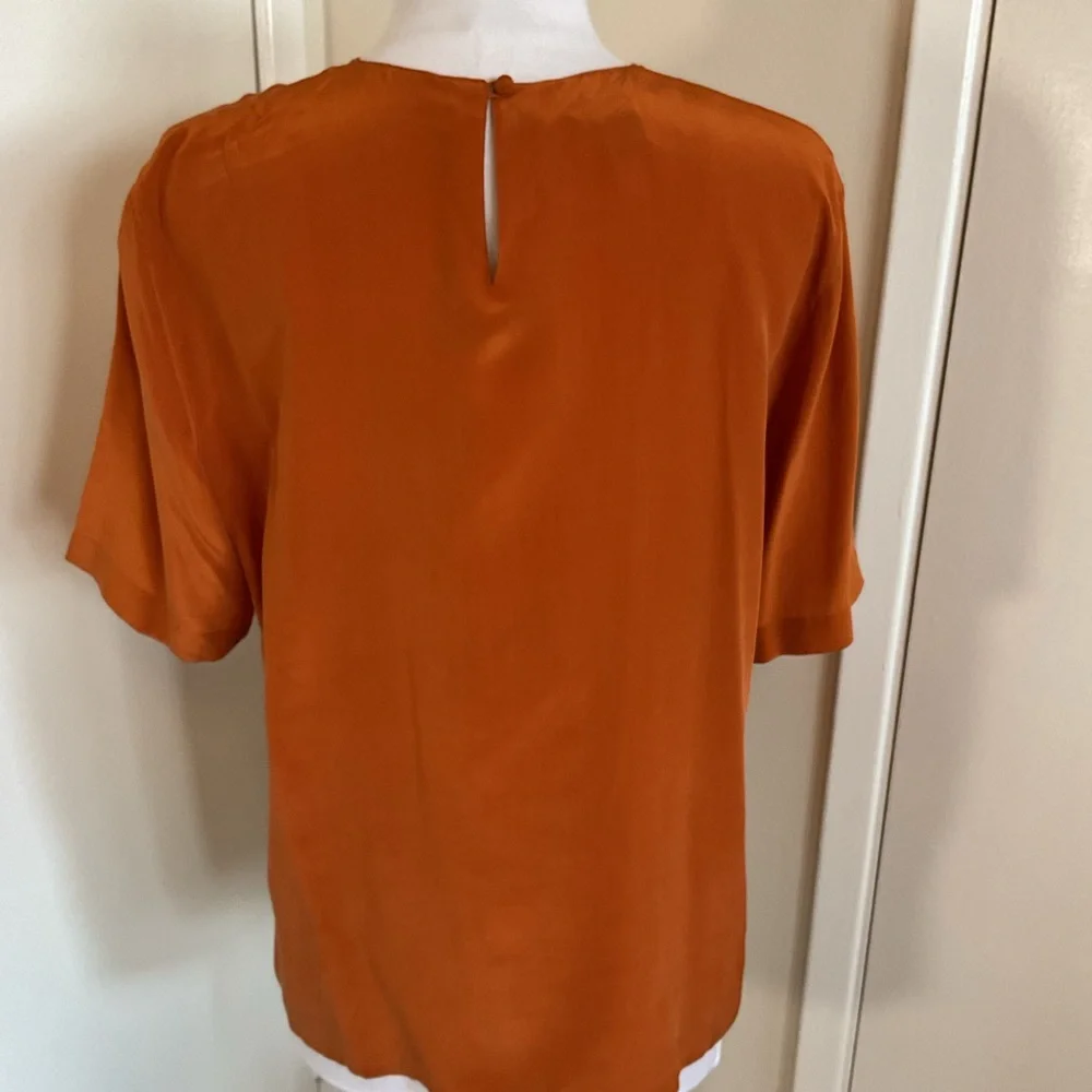 Charter Club 100% Silk Blouse Size 14 Rust Orange Elegant Office Chic L/XL - Picture 5 of 5